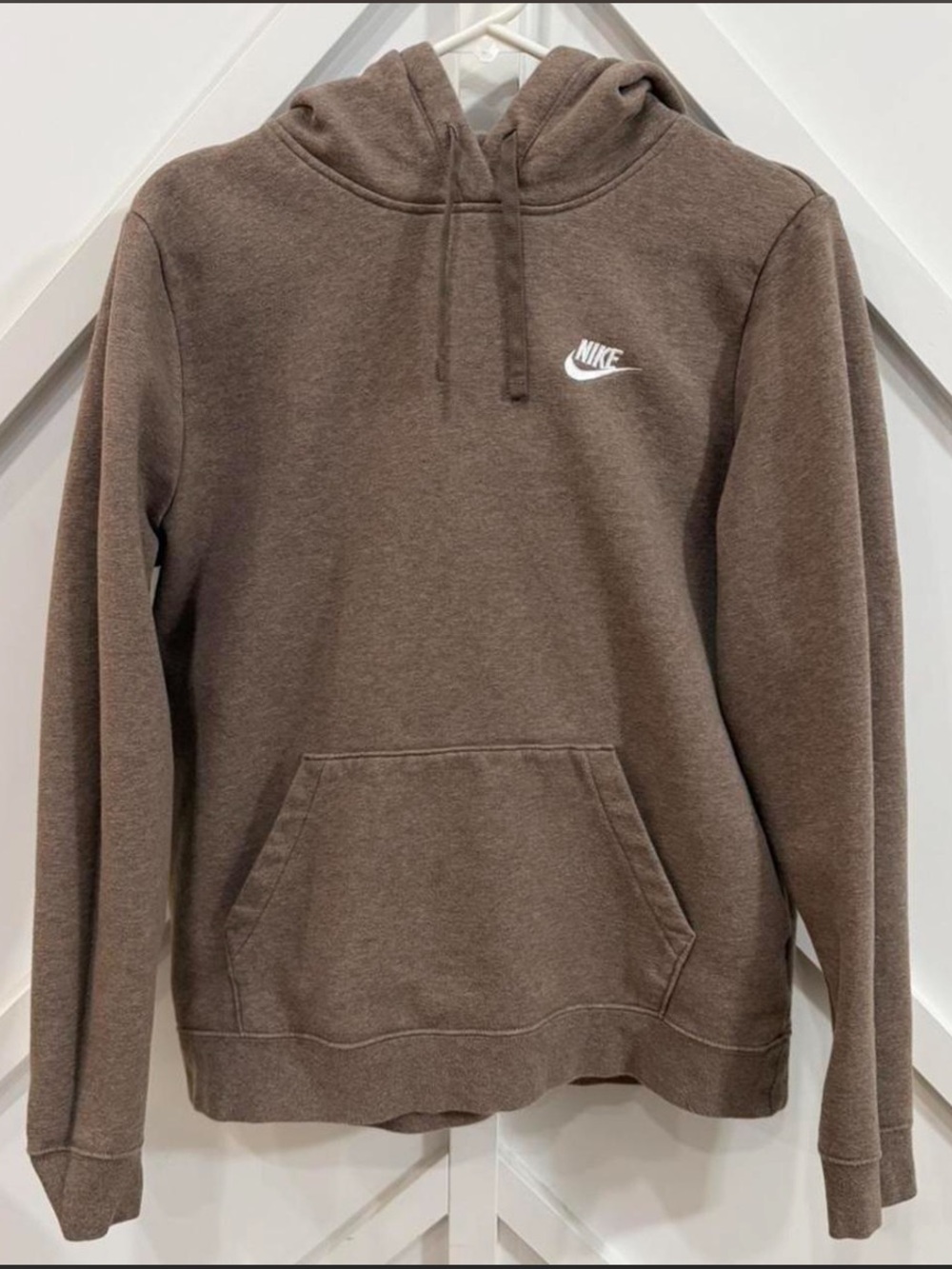 Nike Mink Brown Hooded Pullover with White Swoosh